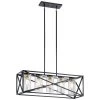 Moorgate 5-Light Black Farmhouse Dining Room Rectangle Cage Linear Chandelier with Clear Glass Shade by KICHLER -Kichler Sales black kichler chandeliers 44081bk 64 1000