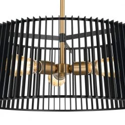 Linara 3-Light Black and Natural Brass Mid Century Modern Kitchen Convertible Pendant Hanging Light/Semi Flush by KICHLER -Kichler Sales black kichler chandeliers 44171bk 1f 1000