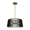 Linara 3-Light Black and Natural Brass Mid Century Modern Kitchen Convertible Pendant Hanging Light/Semi Flush by KICHLER -Kichler Sales black kichler chandeliers 44171bk 64 1000