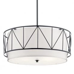 Birkleigh 4-Light Black Transitional Kitchen Pendant Hanging Light with Satin Etched Glass by KICHLER -Kichler Sales black kichler chandeliers 52072bk c3 1000