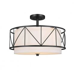 Birkleigh 18 in. 3-Light Black Art Deco Kitchen Convertible Pendant Hanging Light/Semi Flush by KICHLER -Kichler Sales black kichler chandeliers 52075bk c3 1000