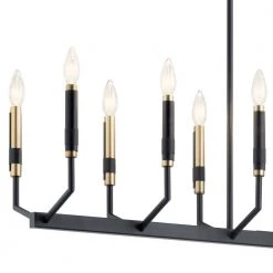Armand 12-Light Black with Bronze Accent Contemporary Kitchen Island Candlestick Linear Chandelier by KICHLER -Kichler Sales black kichler chandeliers 52350bk 4f 1000