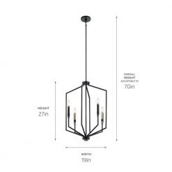 Armand 4-Light Black with Bronze Accent Candlestick Contemporary Foyer Pendant Hanging Light by KICHLER -Kichler Sales black kichler chandeliers 52351bk 44 1000