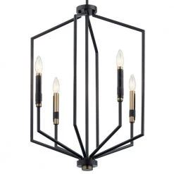 Armand 4-Light Black with Bronze Accent Candlestick Contemporary Foyer Pendant Hanging Light by KICHLER -Kichler Sales black kichler chandeliers 52351bk 4f 1000