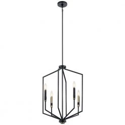 Armand 4-Light Black with Bronze Accent Candlestick Contemporary Foyer Pendant Hanging Light by KICHLER