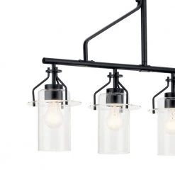 Everett 5-Light Black Vintage Industrial Dining Room Linear Chandelier with Clear Glass by KICHLER -Kichler Sales black kichler chandeliers 52379bk 1f 1000