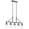 Everett 5-Light Black Vintage Industrial Dining Room Linear Chandelier with Clear Glass by KICHLER -Kichler Sales black kichler chandeliers 52379bk 64 1000