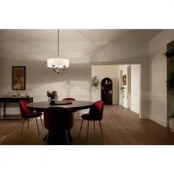 Kennewick 3-Light Black Traditional Dining Room Drum Chandelier with Fabric Shade by KICHLER -Kichler Sales black kichler chandeliers 52384bk fa 1000