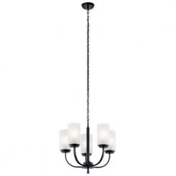 Kennewick 5-Light Black Traditional Dining Room Chandelier with Satin Etched Glass Shades by KICHLER