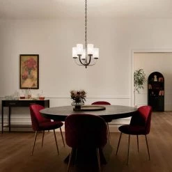 Kennewick 5-Light Black Traditional Dining Room Chandelier with Satin Etched Glass Shades by KICHLER -Kichler Sales black kichler chandeliers 52386bk fa 1000