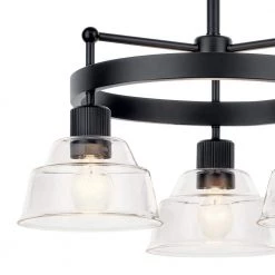 Eastmont 3-Light Black Vintage Industrial Dining Room Chandelier with Clear Glass by KICHLER -Kichler Sales black kichler chandeliers 52402bk 4f 1000