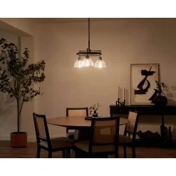 Eastmont 3-Light Black Vintage Industrial Dining Room Chandelier with Clear Glass by KICHLER -Kichler Sales black kichler chandeliers 52402bk 76 1000