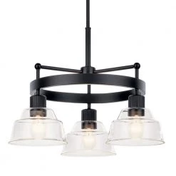 Eastmont 3-Light Black Vintage Industrial Dining Room Chandelier with Clear Glass by KICHLER -Kichler Sales black kichler chandeliers 52402bk c3 1000
