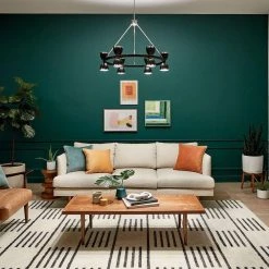 Baland 31 in. 12-Light Integrated LED Black Mid-Century Modern Circle Dining Room Chandelier by KICHLER -Kichler Sales black kichler chandeliers 52418bkled fa 1000