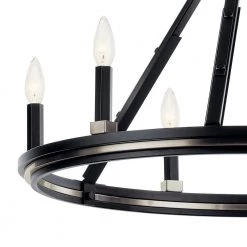 Emmala 24 in. 6-Light Black and Brushed Nickel Art Deco Circle Candlestick Dining Room Chandelier by KICHLER -Kichler Sales black kichler chandeliers 52420bk 4f 1000