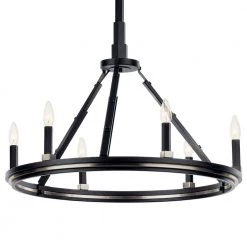 Emmala 24 in. 6-Light Black and Brushed Nickel Art Deco Circle Candlestick Dining Room Chandelier by KICHLER -Kichler Sales black kichler chandeliers 52420bk c3 1000