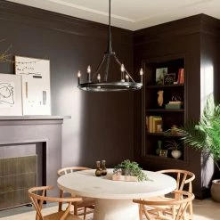 Emmala 24 in. 6-Light Black and Brushed Nickel Art Deco Circle Candlestick Dining Room Chandelier by KICHLER -Kichler Sales black kichler chandeliers 52420bk e1 1000