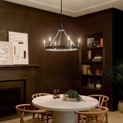 Emmala 24 in. 6-Light Black and Brushed Nickel Art Deco Circle Candlestick Dining Room Chandelier by KICHLER -Kichler Sales black kichler chandeliers 52420bk fa 1000