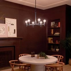Torvee 25 in. 6-Light Black Art Deco Dining Room Chandelier by KICHLER -Kichler Sales black kichler chandeliers 52424bk 76 1000