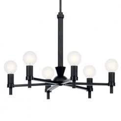 Torvee 25 in. 6-Light Black Art Deco Dining Room Chandelier by KICHLER -Kichler Sales black kichler chandeliers 52424bk c3 1000