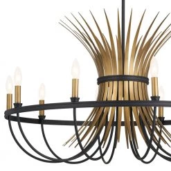 Baile 10-Light Natural Brass and Black Vintage Dining Room Chandelier by KICHLER -Kichler Sales black kichler chandeliers 52459bk 4f 1000
