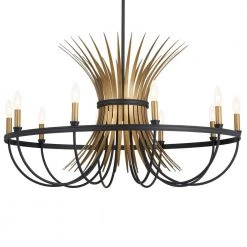 Baile 10-Light Natural Brass and Black Vintage Dining Room Chandelier by KICHLER -Kichler Sales black kichler chandeliers 52459bk c3 1000