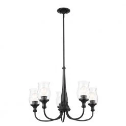 Melis 5-Light Black Vintage Dining Room Chandelier with Clear Glass Shades by KICHLER