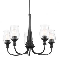 Melis 5-Light Black Vintage Dining Room Chandelier with Clear Glass Shades by KICHLER -Kichler Sales black kichler chandeliers 52468bk c3 1000