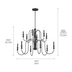 Karthe 12-Light Black Vintage Dining Room Chandelier by KICHLER 15 Karthe 12-Light Black Vintage Dining Room Chandelier by KICHLER -Kichler Sales black kichler chandeliers 52472bk 44 1000
