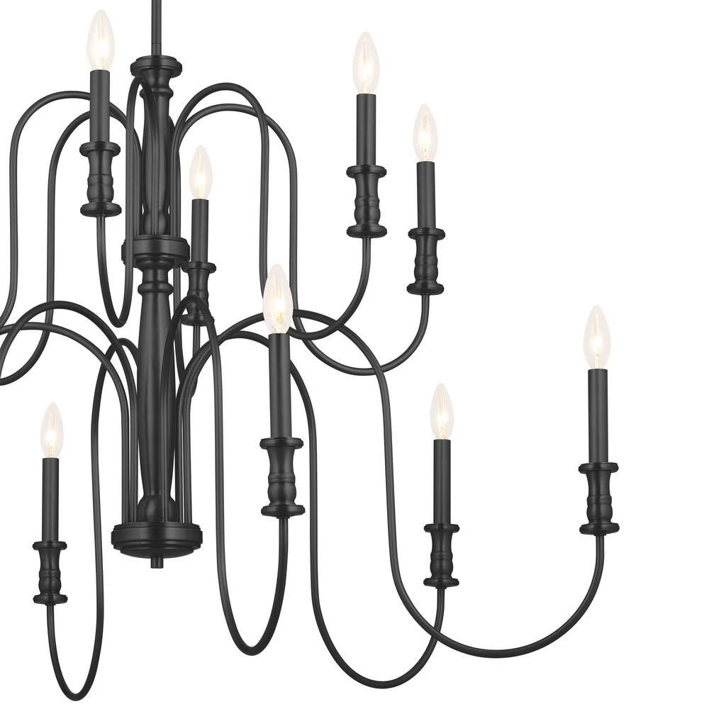 Karthe 12-Light Black Vintage Dining Room Chandelier by KICHLER 6 Karthe 12-Light Black Vintage Dining Room Chandelier by KICHLER - Image 4