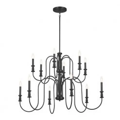 Karthe 12-Light Black Vintage Dining Room Chandelier by KICHLER