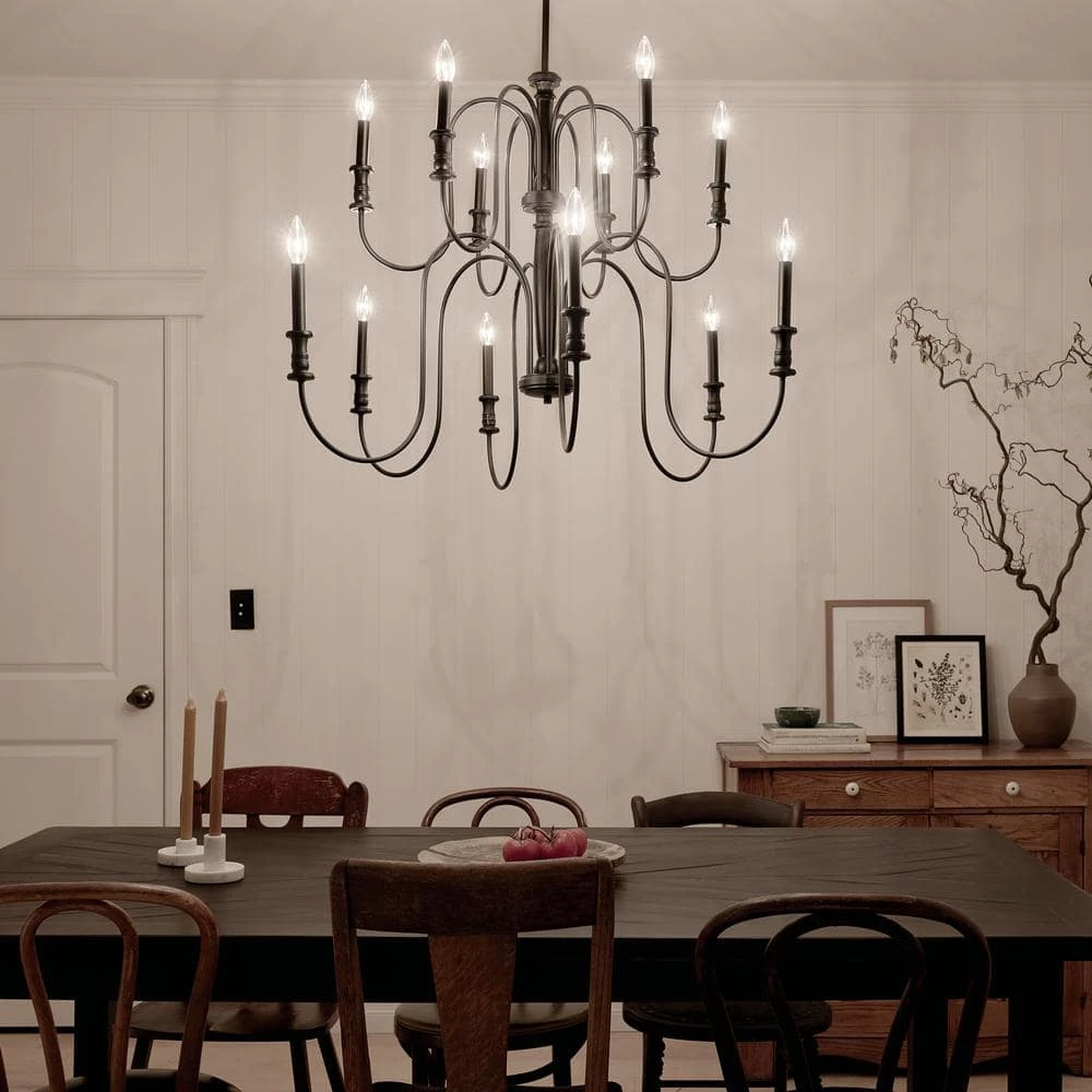 Karthe 12-Light Black Vintage Dining Room Chandelier by KICHLER 10 Karthe 12-Light Black Vintage Dining Room Chandelier by KICHLER - Image 8
