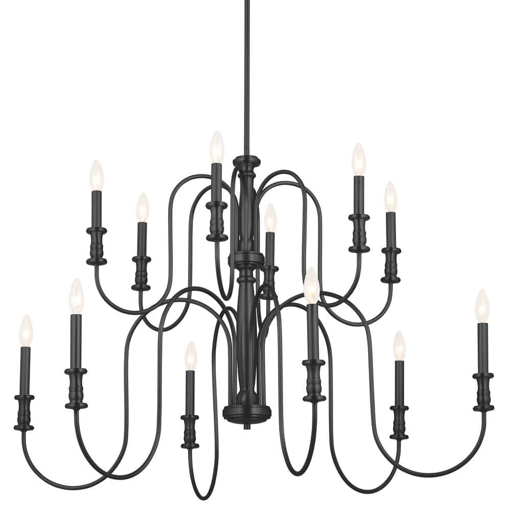 Karthe 12-Light Black Vintage Dining Room Chandelier by KICHLER 5 Karthe 12-Light Black Vintage Dining Room Chandelier by KICHLER - Image 3