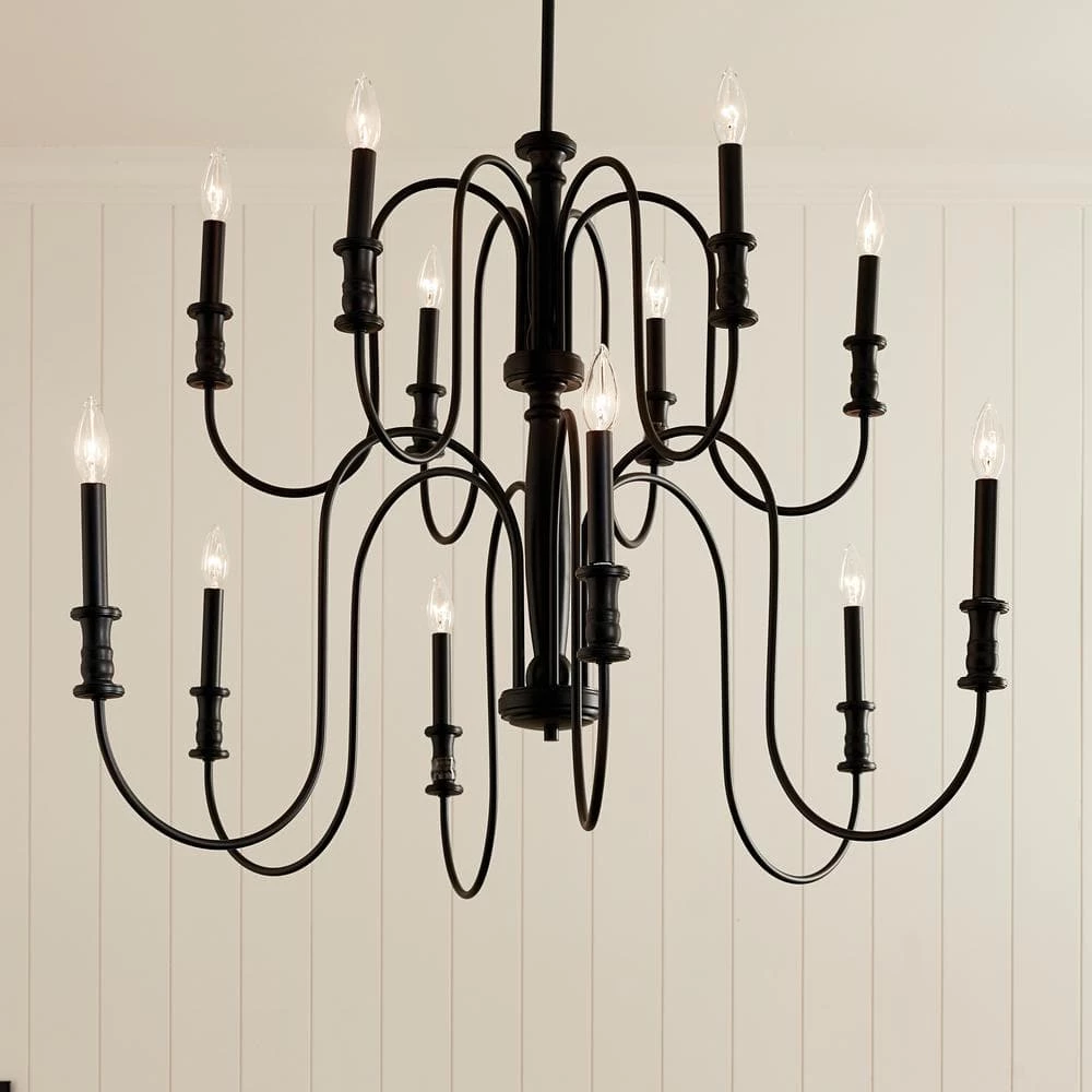 Karthe 12-Light Black Vintage Dining Room Chandelier by KICHLER 9 Karthe 12-Light Black Vintage Dining Room Chandelier by KICHLER - Image 7