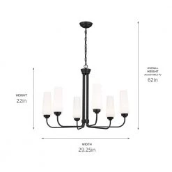 Truby 6-Light Black Art Deco Dining Room Chandelier with Satin Etched Cased Opal Glass by KICHLER -Kichler Sales black kichler chandeliers 52480bk 66 1000