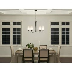 Truby 6-Light Black Art Deco Dining Room Chandelier with Satin Etched Cased Opal Glass by KICHLER -Kichler Sales black kichler chandeliers 52480bk 76 1000