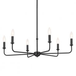 Pallas 6-Light Black Traditional Dining Room Chandelier with White Fabric Shades by KICHLER -Kichler Sales black kichler chandeliers 52516bk 4f 1000