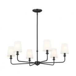 Pallas 6-Light Black Traditional Dining Room Chandelier with White Fabric Shades by KICHLER