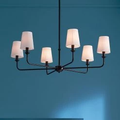 Pallas 6-Light Black Traditional Dining Room Chandelier with White Fabric Shades by KICHLER -Kichler Sales black kichler chandeliers 52516bk 66 1000