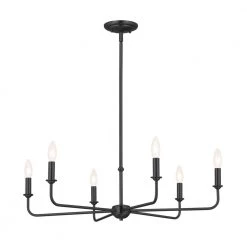 Pallas 6-Light Black Traditional Dining Room Chandelier with White Fabric Shades by KICHLER -Kichler Sales black kichler chandeliers 52516bk c3 1000