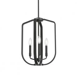 Ettore 14 in. 3-Light Black Candlestick Contemporary Kitchen Pendant Hanging Light by KICHLER