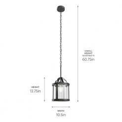 Farona 10.5 in. 1-Light Black Farmhouse Kitchen Pendant Hanging Light by KICHLER -Kichler Sales black kichler chandeliers 82358 1f 1000