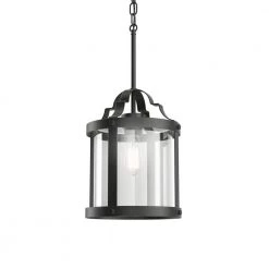 Farona 10.5 in. 1-Light Black Farmhouse Kitchen Pendant Hanging Light by KICHLER