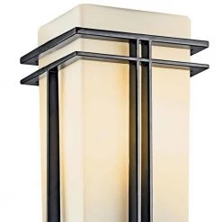 Tremillo Hardwired 1-Light Black 4x4 Outdoor Deck Lamp Post Light with Satin Etched Cased Opal (1-Pack) by KICHLER -Kichler Sales black kichler deck post lights 49207bk 4f 1000