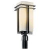 Tremillo Hardwired 1-Light Black 4x4 Outdoor Deck Lamp Post Light with Satin Etched Cased Opal (1-Pack) by KICHLER -Kichler Sales black kichler deck post lights 49207bk 64 1000