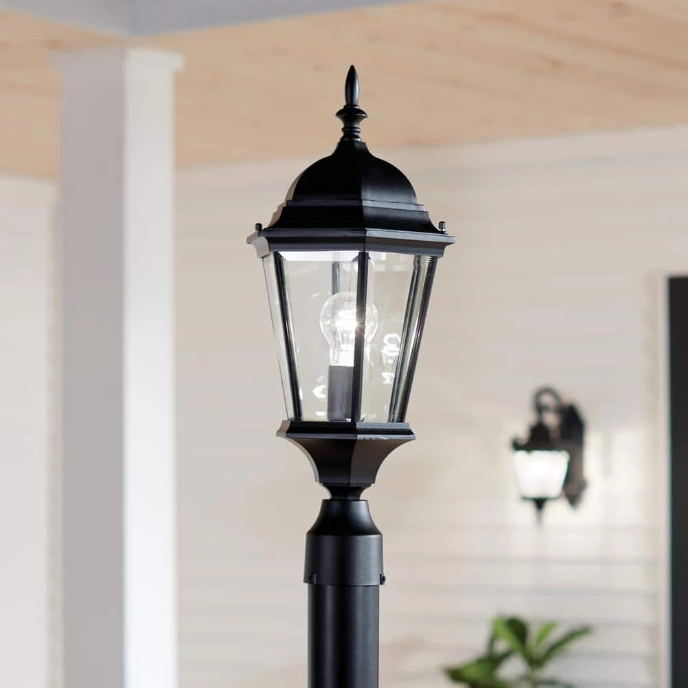 Madison Hardwired 1-Light Black 4x4 Outdoor Deck Lamp Post Light with Clear Beveled Glass (1-Pack) by KICHLER 6 Madison Hardwired 1-Light Black 4x4 Outdoor Deck Lamp Post Light with Clear Beveled Glass (1-Pack) by KICHLER - Image 4