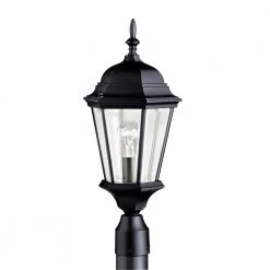 Madison Hardwired 1-Light Black 4x4 Outdoor Deck Lamp Post Light with Clear Beveled Glass (1-Pack) by KICHLER
