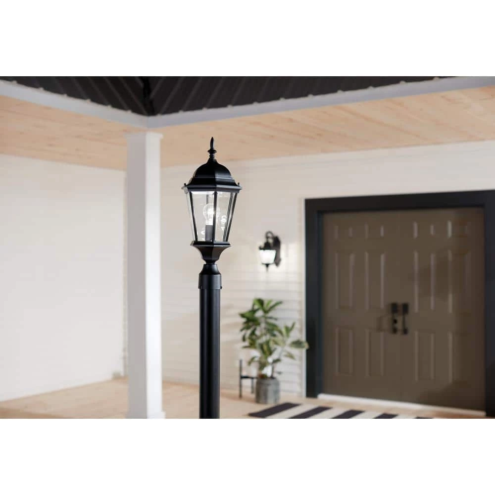 Madison Hardwired 1-Light Black 4x4 Outdoor Deck Lamp Post Light with Clear Beveled Glass (1-Pack) by KICHLER 4 Madison Hardwired 1-Light Black 4x4 Outdoor Deck Lamp Post Light with Clear Beveled Glass (1-Pack) by KICHLER - Image 2