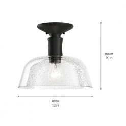 Literary 12 in. 1-Light Black Hallway Semi Flush Mount Ceiling Light by KICHLER -Kichler Sales black kichler flush mount lights 38244 4f 1000