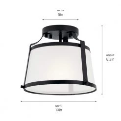 Florent 10 in. 1-Light Black Semi-Flush Mount by KICHLER -Kichler Sales black kichler flush mount lights 38258 4f 1000
